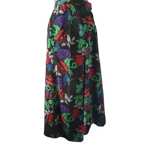 Tropical Summer Black Colorful Floral Black Maxi Skirt Topshop Size 6
